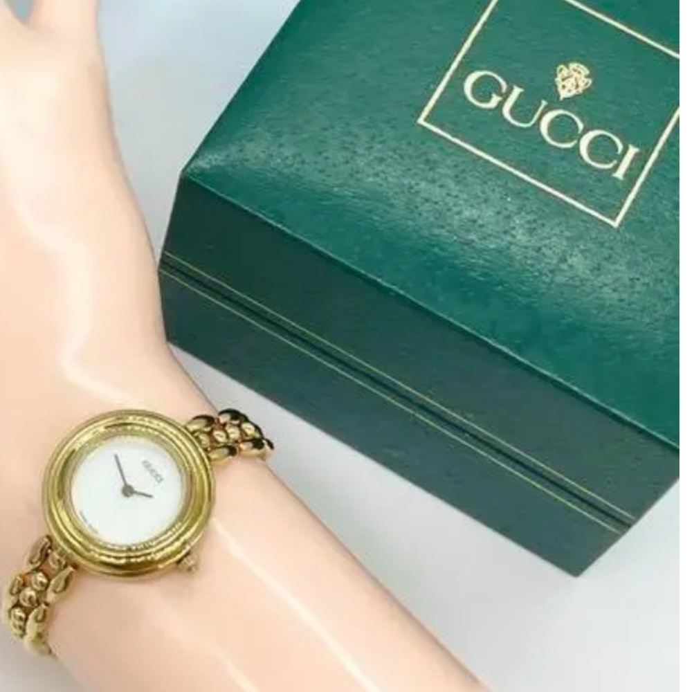 Gucci Metallic Bezel Luxury Gold Rope Vintage Statement Watch 14 k gold plated - Picture 5 of 8